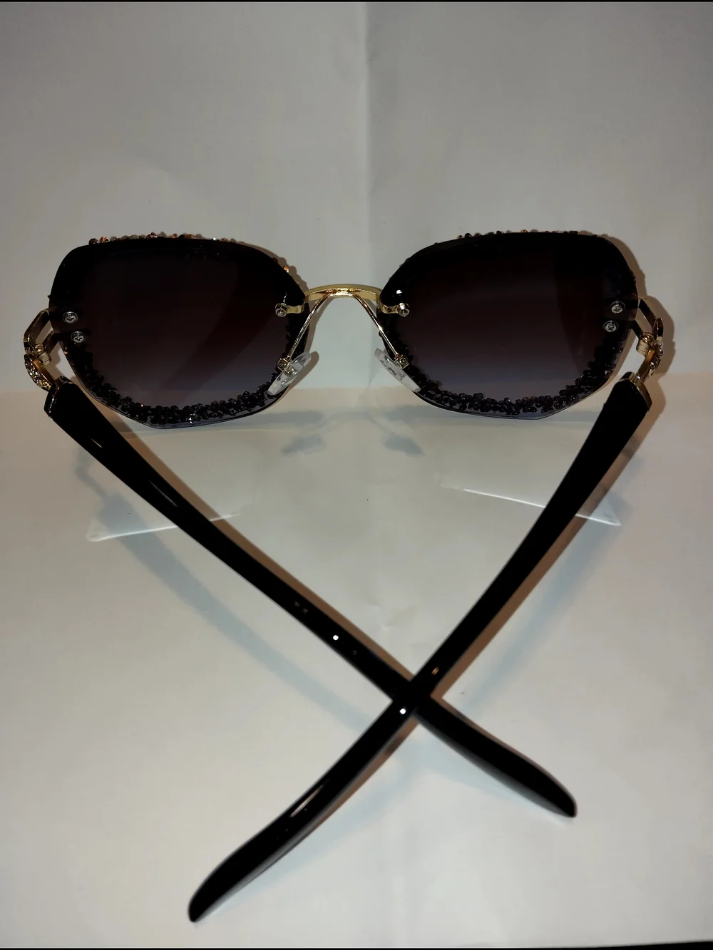 Luxed Black Crystal-Trim Women's Sunglasses